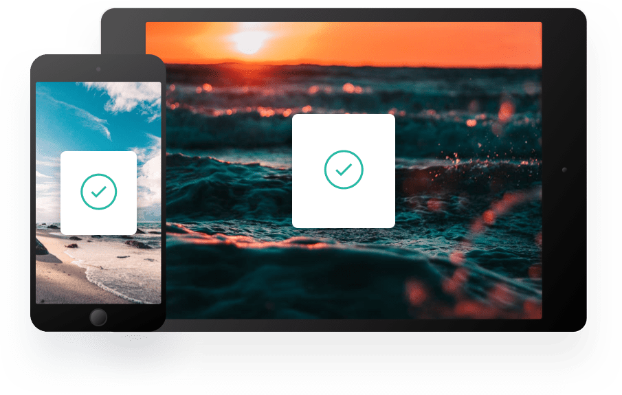 A smartphone and a tablet both with checkmarks